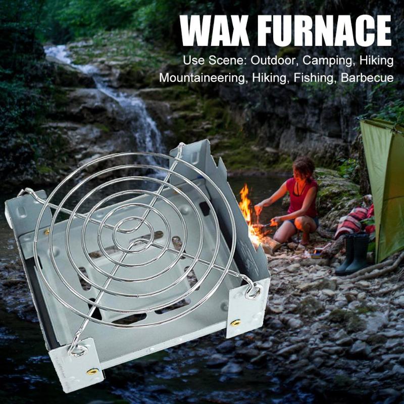 Estufa de leña portátil para acampar al aire libre con soporte de alambre de disco de acero inoxidable